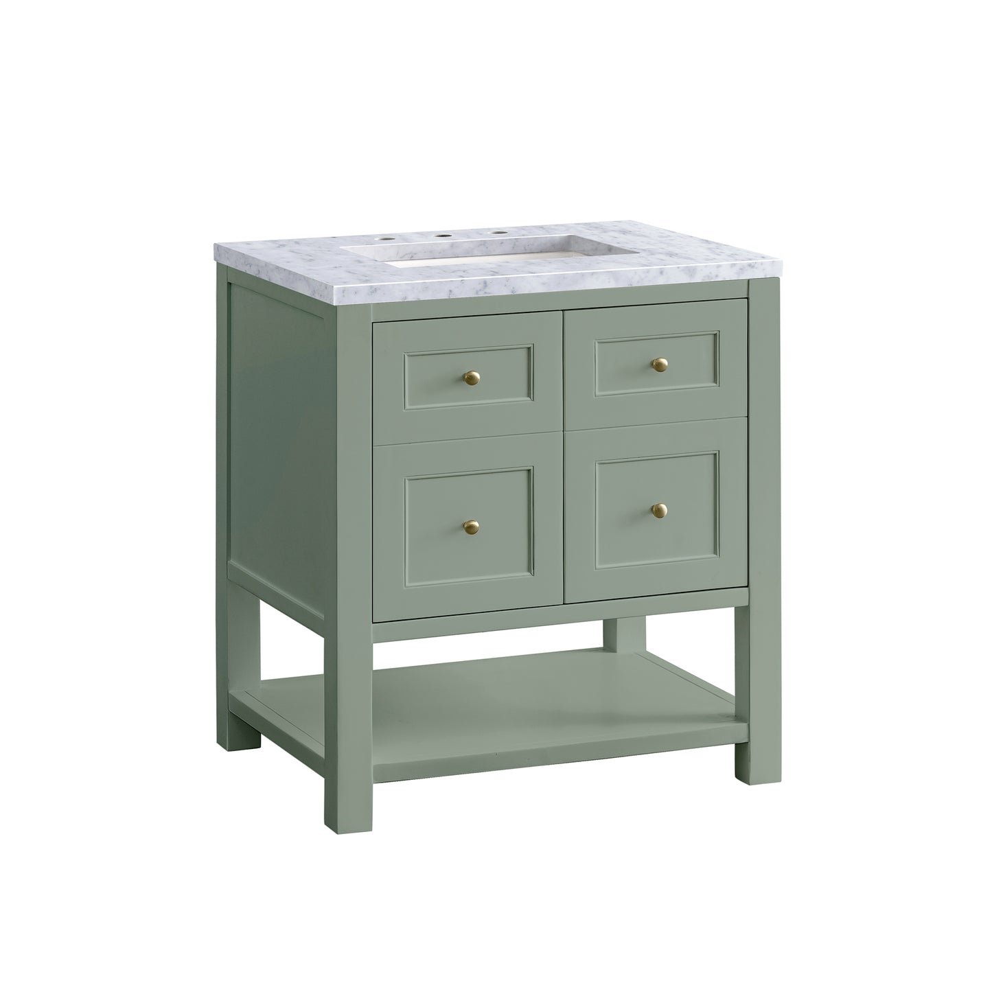 Renovate for Less Atlanta Breckenridge 30" Single Vanity, Smokey Celadon w/ 3 CM Carrara Marble Top
