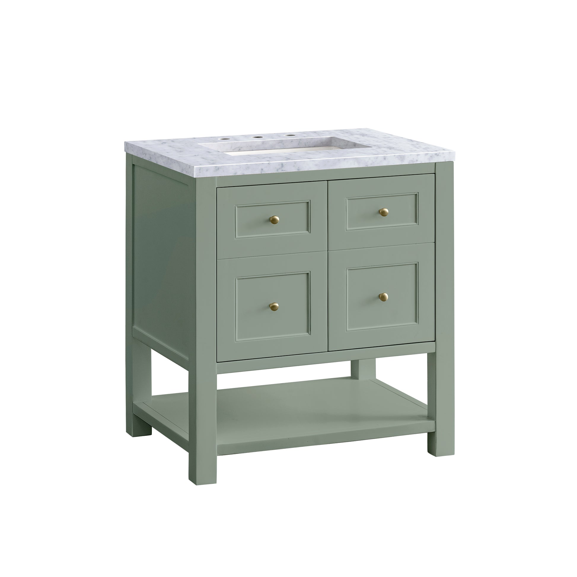 Renovate for Less Atlanta Breckenridge 30" Single Vanity, Smokey Celadon w/ 3 CM Carrara Marble Top
