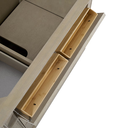 Renovate for Less Atlanta Lorelai 36" Single Vanity, Whitewashed Oak, w/ 3 CM Siberian Silestone Top