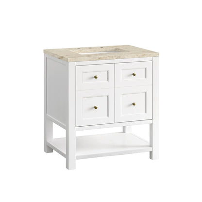 Breckenridge 30" Single Vanity, Bright White, w/ 3 CM Tajnar Eclos Top