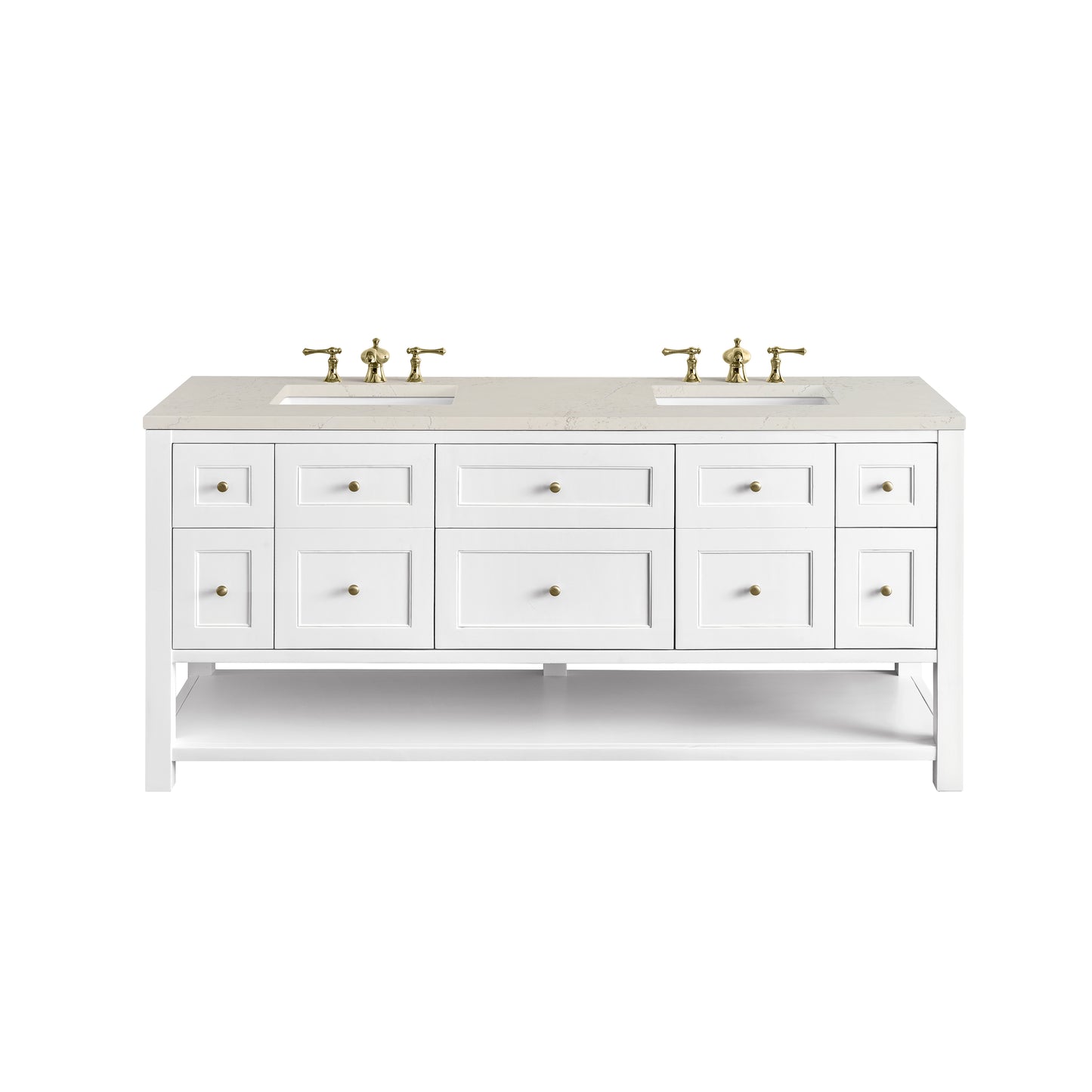 Renovate for Less Atlanta Breckenridge 72" Double Vanity, Bright White, w/ 3 CM Siberian Silestone Top w/FreePower Wireless Charger