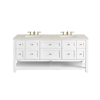 Renovate for Less Atlanta Breckenridge 72" Double Vanity, Bright White, w/ 3 CM Siberian Silestone Top
