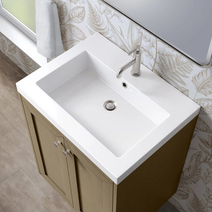 Chianti 24" Single Vanity, Walnut Whisper w/ White Glossy Composite Stone Top