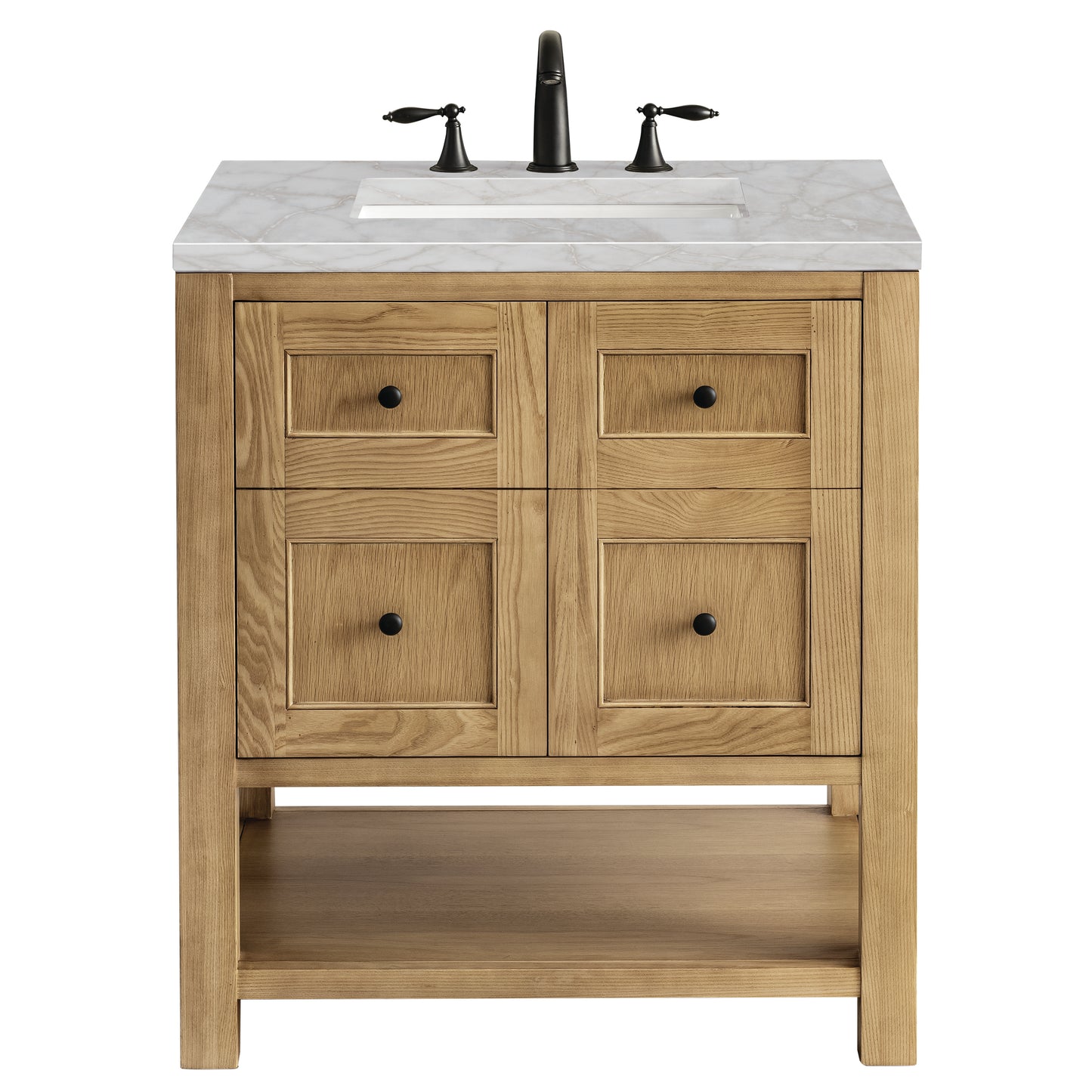 Renovate for Less Atlanta Breckenridge 30" Single Vanity, Light Natural Oak w/ 3 CM Victorian Silver Top