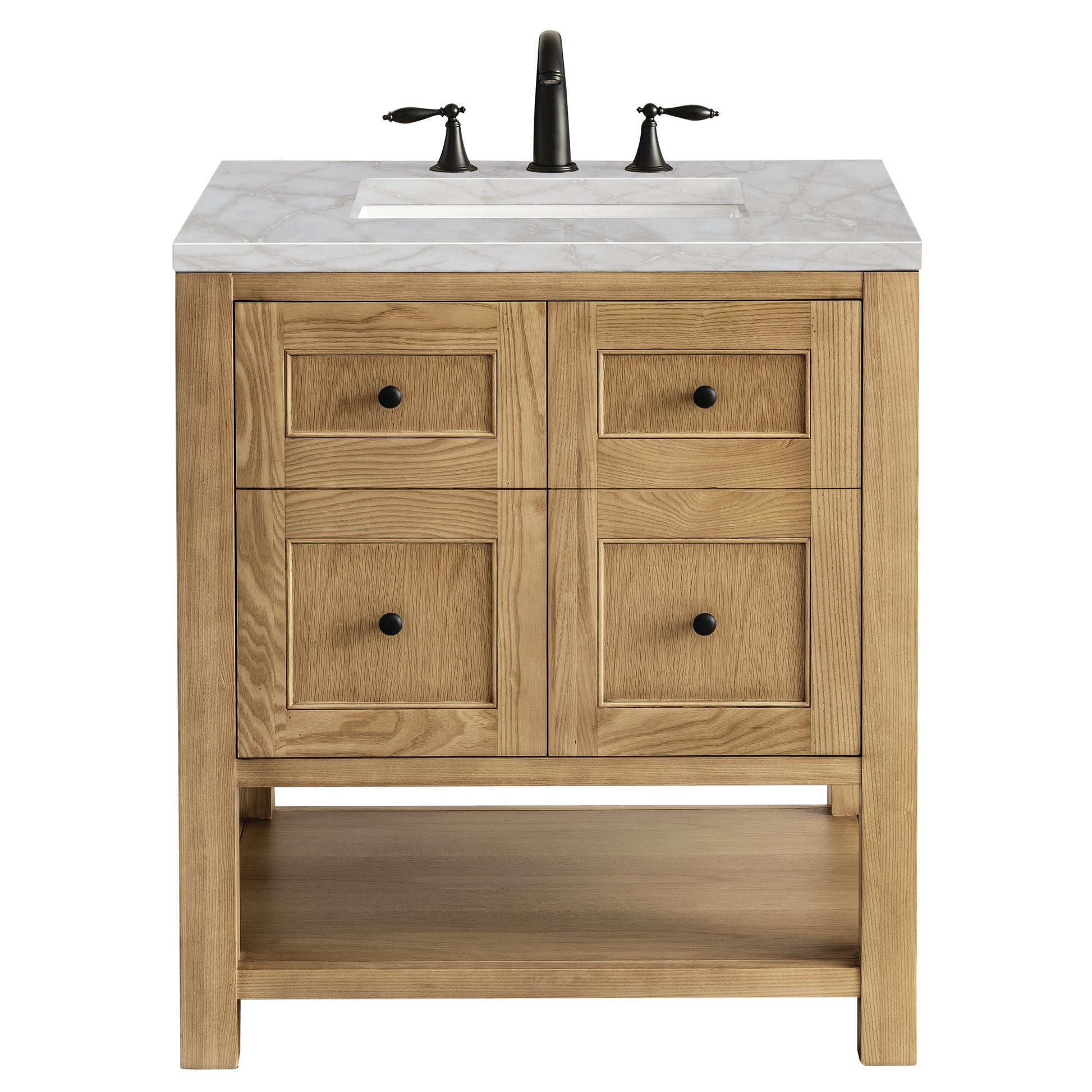Renovate for Less Atlanta Breckenridge 30" Single Vanity, Light Natural Oak w/ 3 CM Victorian Silver Top