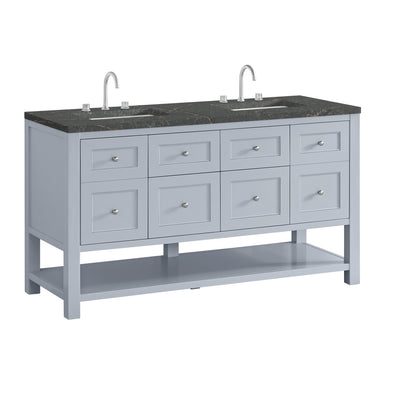 Renovate for Less Atlanta Breckenridge 60" Double Vanity, Serenity Blue w/ 3 CM Parisien Bleu Top w/FreePower Wireless Charger