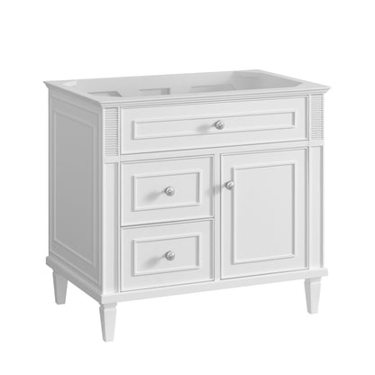 Renovate for Less Atlanta Lorelai 36" Single Vanity, Bright White w/ 3 CM White Zeus Silestone Top