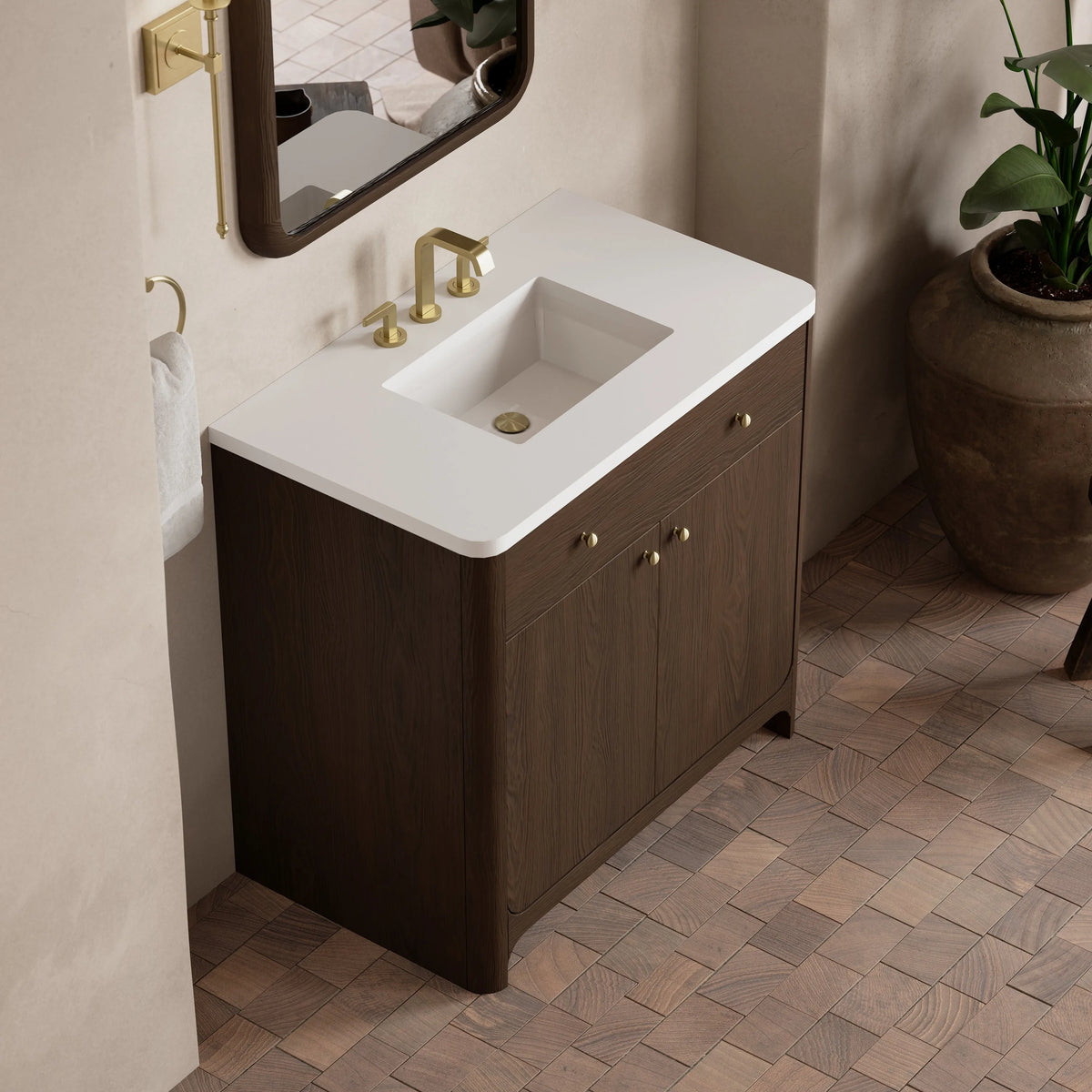 Gracyn 36" Single Vanity, Sable, w/ 3 CM White Zeus Quartz Widespread Top