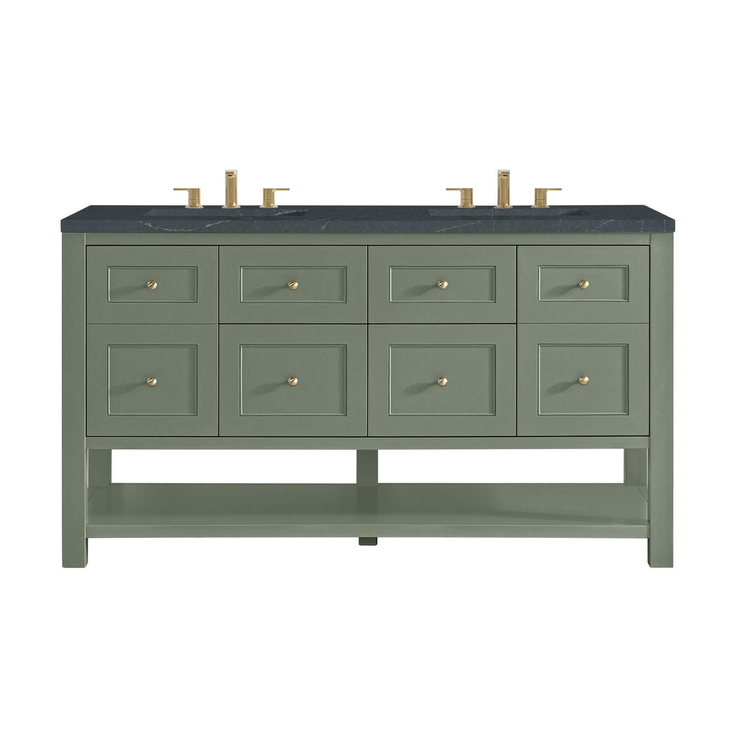 Renovate for Less Atlanta Breckenridge 60" Double Vanity, Smokey Celadon, w/ 3 CM Charcoal Soapstone Quartz Top