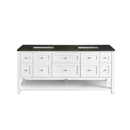 Breckenridge 72" Double Vanity, Bright White, w/ 3 CM Phantome Eclos Top