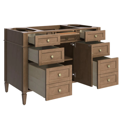 Brittany 48" Single Vanity, Pecan w/ 3 CM Tajnar Eclos Top w/FreePower Wireless Charger