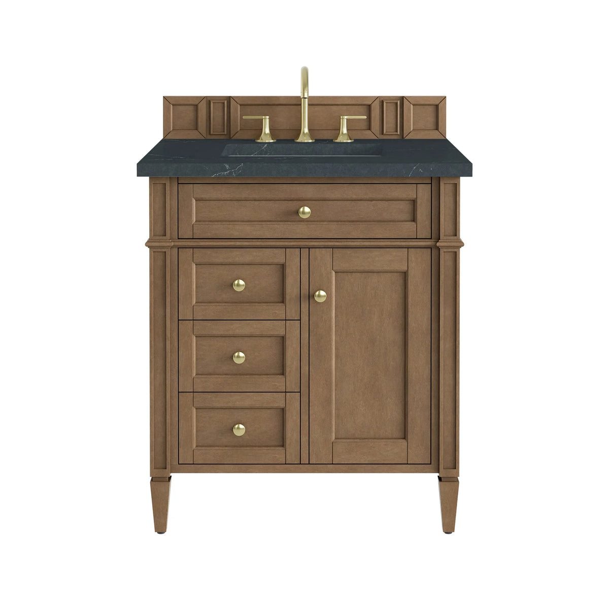 Brittany 30" Single Vanity, Pecan w/ 3 CM Charcoal Soapstone Silestone Top