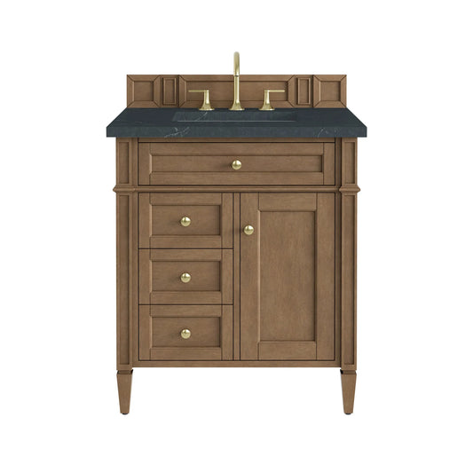 Brittany 30" Single Vanity, Pecan w/ 3 CM Charcoal Soapstone Silestone Top