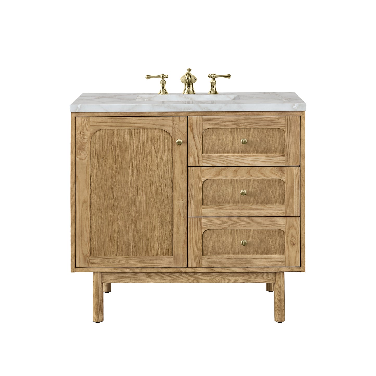 Renovate for Less Atlanta Laurent 36" Single Vanity, Light Natural Oak w/ 3 CM Victorian Silver Top