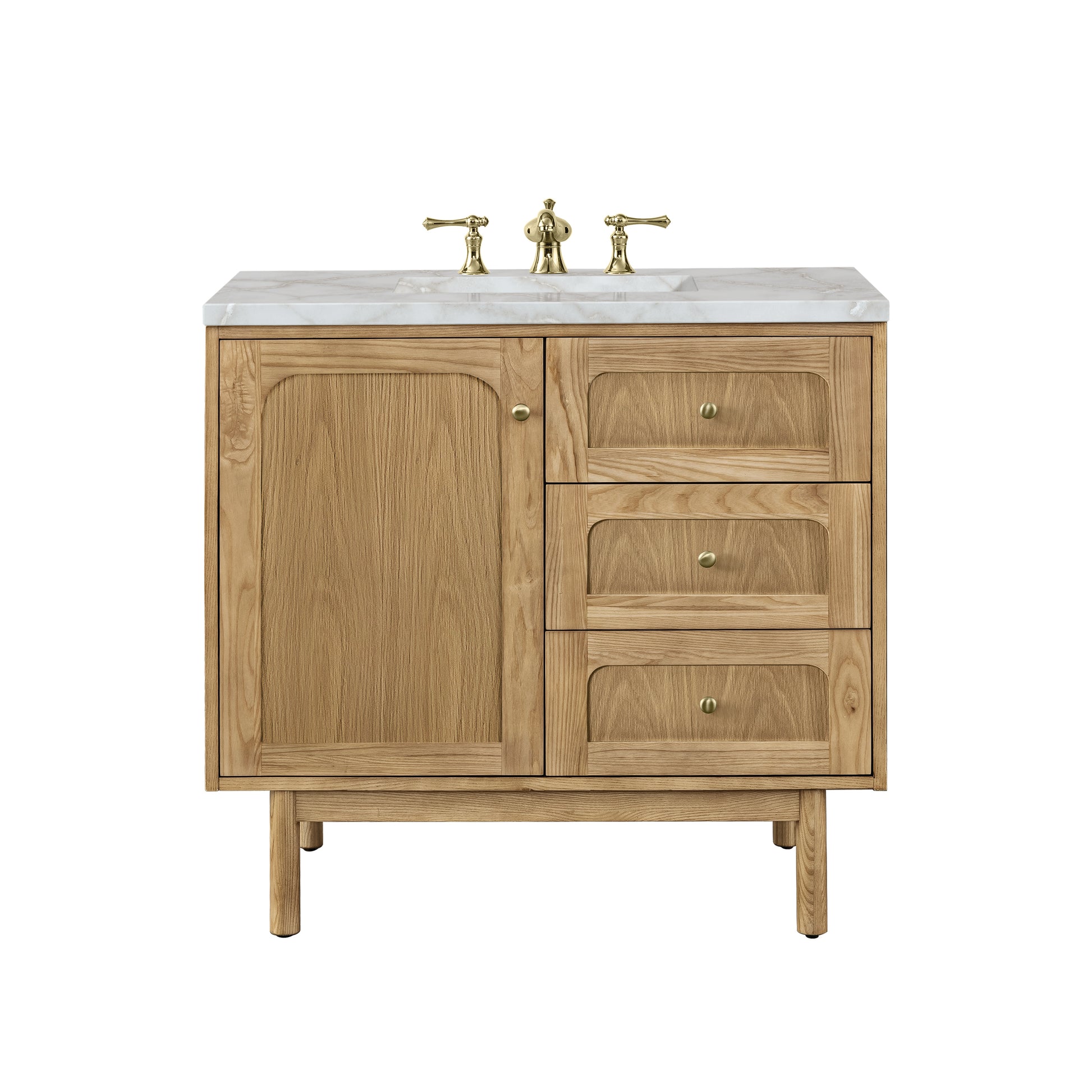 Renovate for Less Atlanta Laurent 36" Single Vanity, Light Natural Oak w/ 3 CM Victorian Silver Top