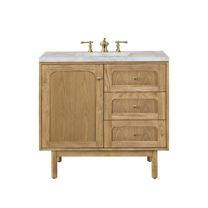 Renovate for Less Atlanta Laurent 36" Single Vanity, Light Natural Oak w/ 3 CM Victorian Silver Top