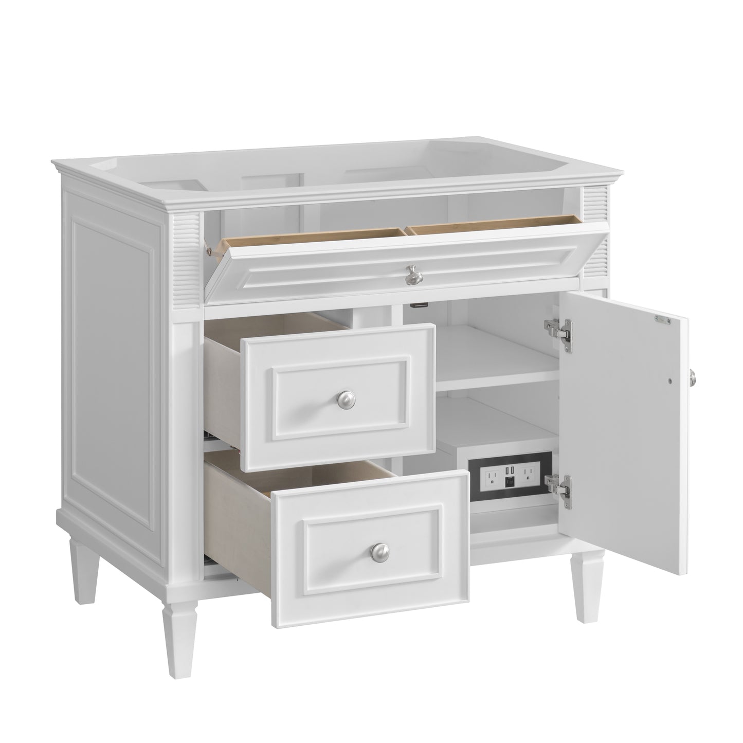 Renovate for Less Atlanta Lorelai 36" Single Vanity, Bright White w/ 3 CM White Zeus Silestone Top