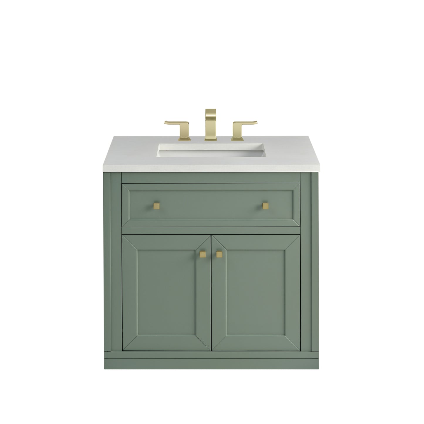 Renovate for Less Atlanta Chicago 30" Single Vanity, Smokey Celadon, w/ 3 CM White Zeus Silestone® Top