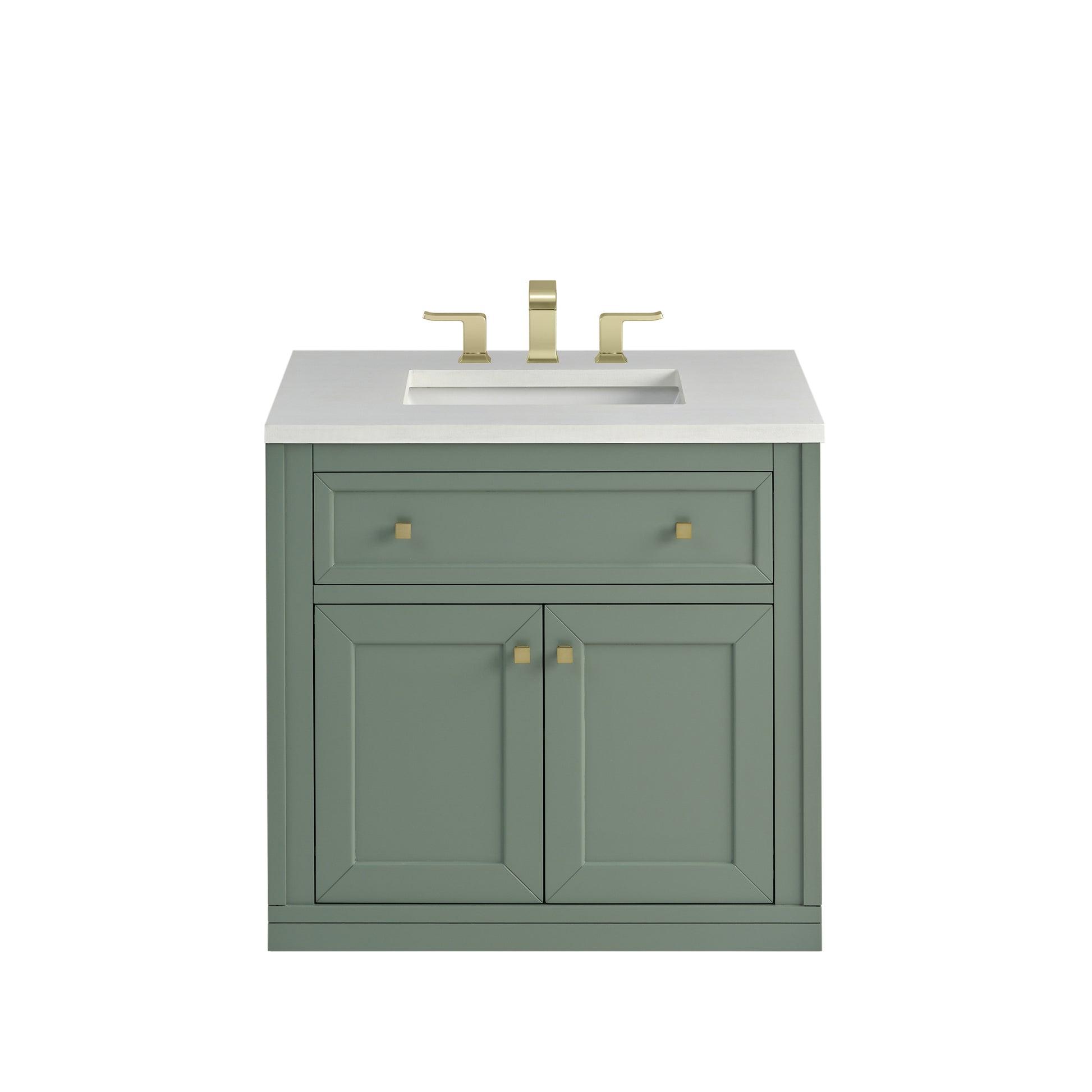Renovate for Less Atlanta Chicago 30" Single Vanity, Smokey Celadon, w/ 3 CM White Zeus Silestone® Top