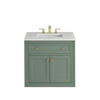 Renovate for Less Atlanta Chicago 30" Single Vanity, Smokey Celadon, w/ 3 CM White Zeus Silestone® Top