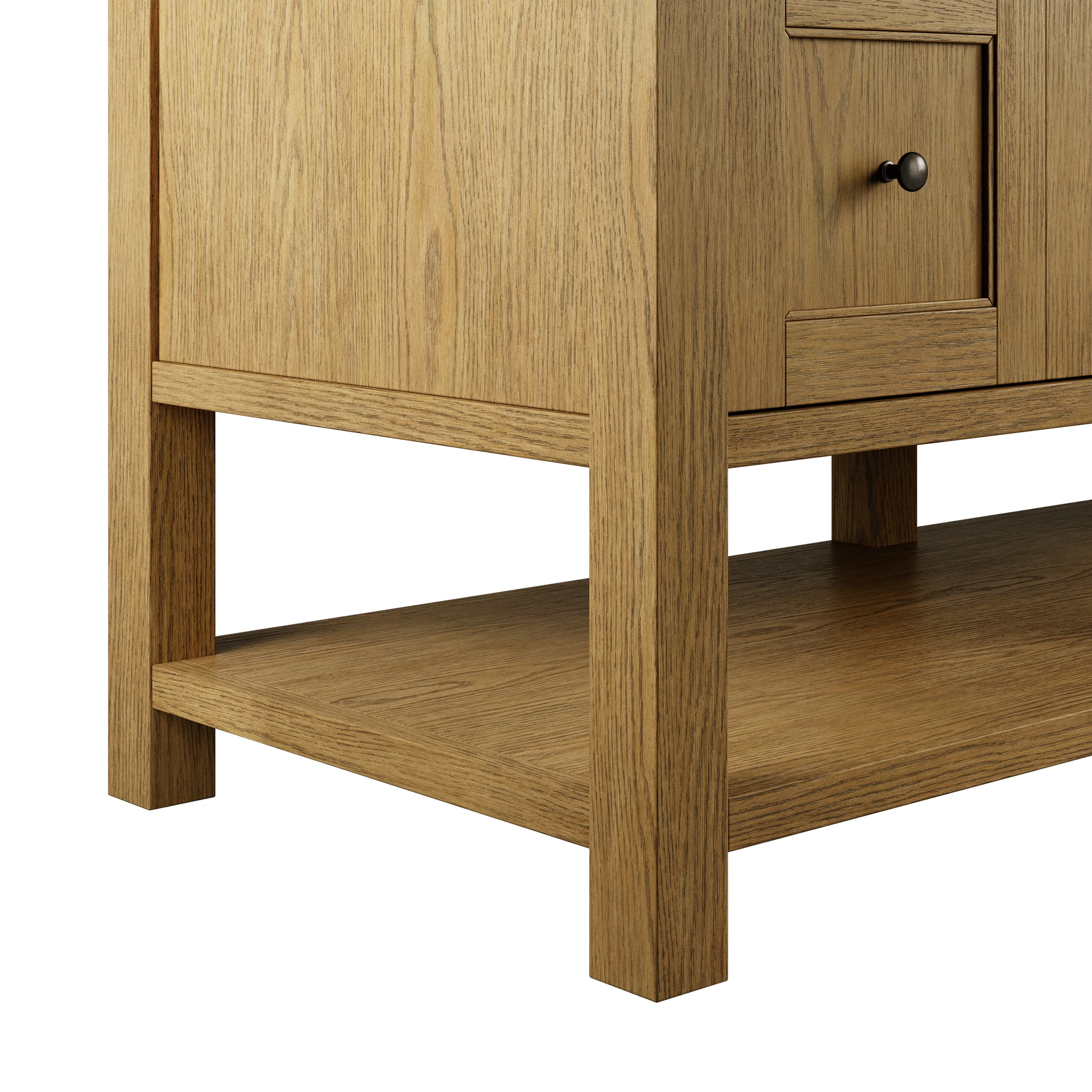 Renovate for Less Atlanta Breckenridge 84" Double Vanity, Light Natural Oak w/ 3 CM Eternal Jasmine Pearl Top
