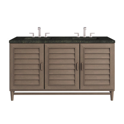 Renovate for Less Atlanta Portland 60" Double Vanity, Whitewashed Walnut, w/ 3 CM Phantome Eclos Top