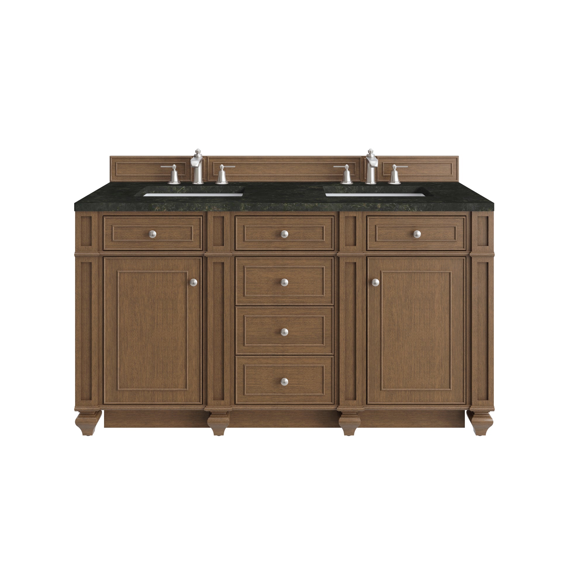 Renovate for Less Atlanta Bristol 60" Double Vanity, Saddle Brown, w/ 3 CM Phantome Eclos Top