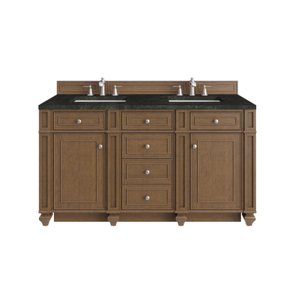 Renovate for Less Atlanta Bristol 60" Double Vanity, Saddle Brown, w/ 3 CM Phantome Eclos Top