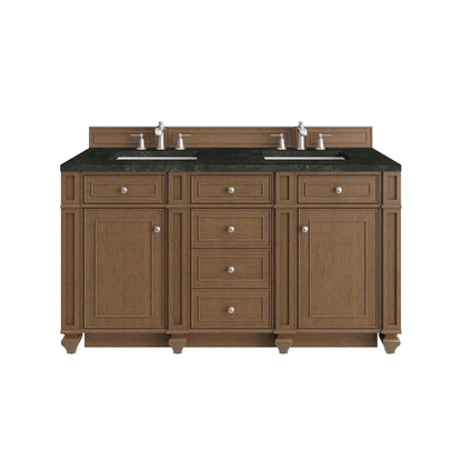 Bristol 60" Double Vanity, Saddle Brown, w/ 3 CM Phantome Eclos Top