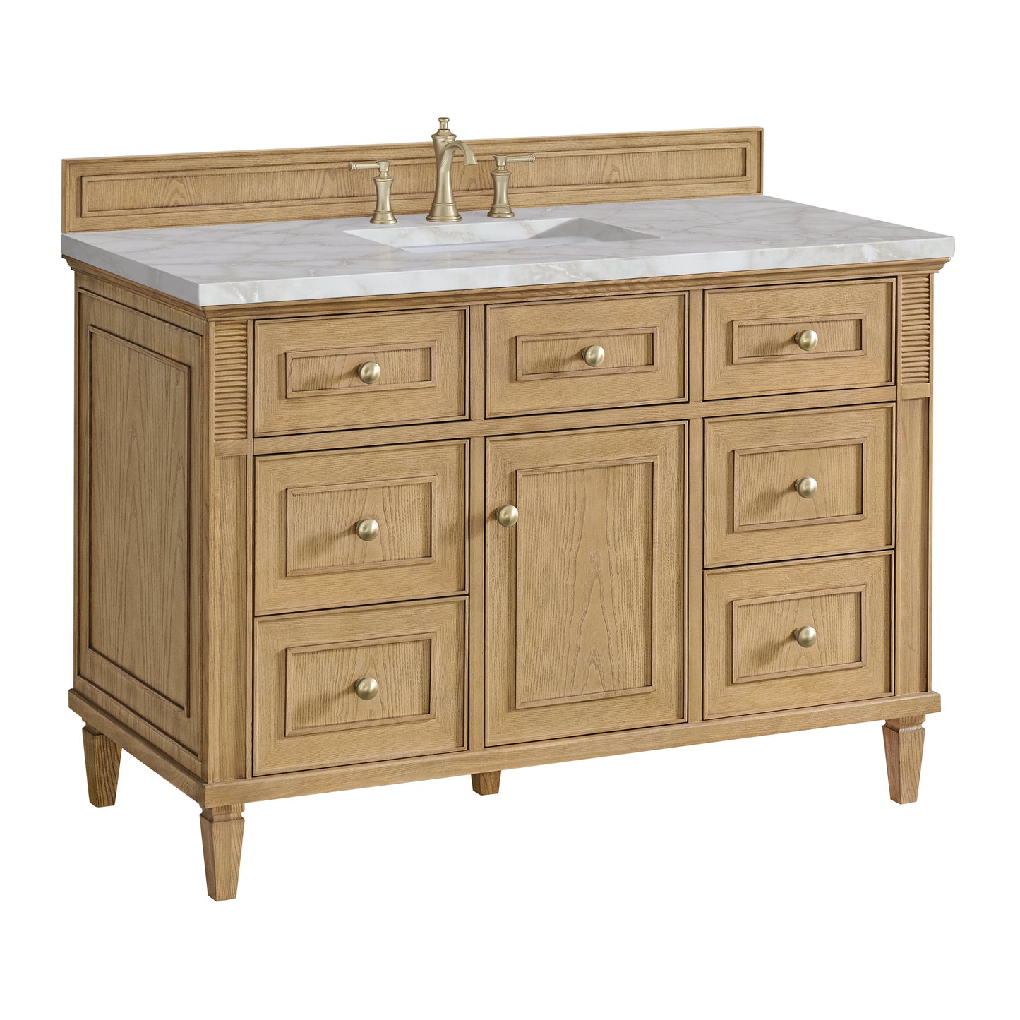 Renovate for Less Atlanta Lorelai 48" Single Vanity, Light Natural Oak w/ 3 CM Victorian Silver Silestone Top