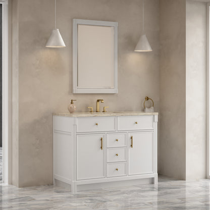 Renovate for Less Atlanta Bellshire 48" Single Vanity, Bright White w/ 3 CM Tajnar Eclos Top