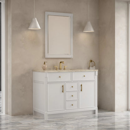 Bellshire 48" Single Vanity, Bright White w/ 3 CM Tajnar Eclos Top