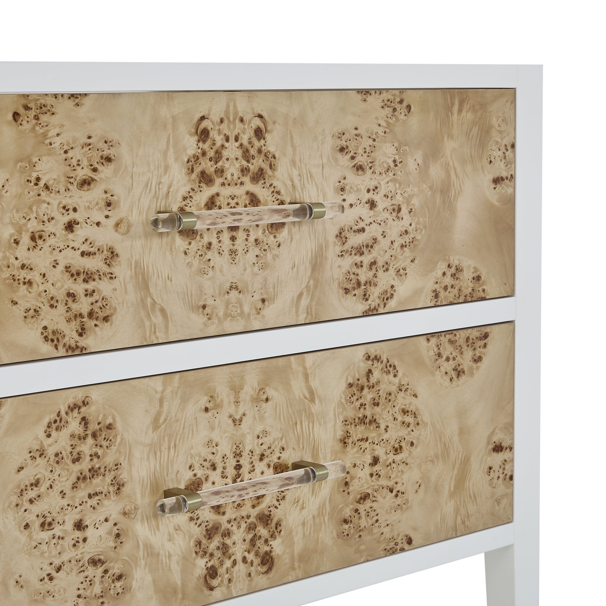 Renovate for Less Atlanta Olena 36" Single Vanity, Light Mappa Burl and Polished White, w/ 3 CM Tajnar Eclos Top
