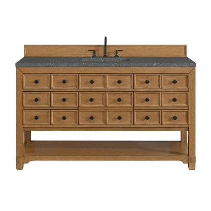Malibu 60" Single Vanity, Amber Birch w/ 3 CM Parisien Bleu Top