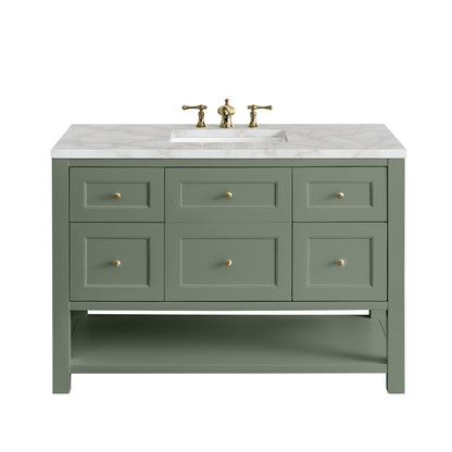 Renovate for Less Atlanta Breckenridge 48" Single Vanity, Smokey Celadon w/ 3 CM Victorian Silver Top