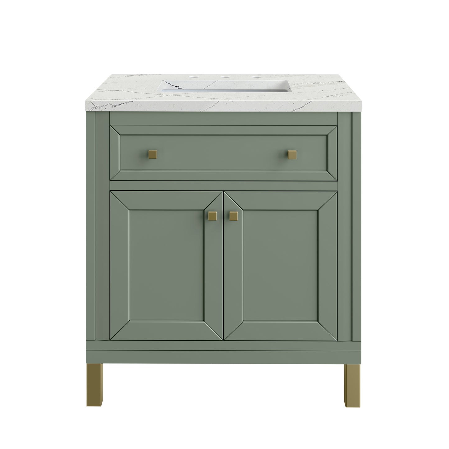 Renovate for Less Atlanta Chicago 30" Single Vanity, Smokey Celadon, w/ 3 CM Ethereal Noctis Silestone® Top
