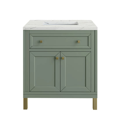 Chicago 30" Single Vanity, Smokey Celadon, w/ 3 CM Ethereal Noctis Silestone® Top