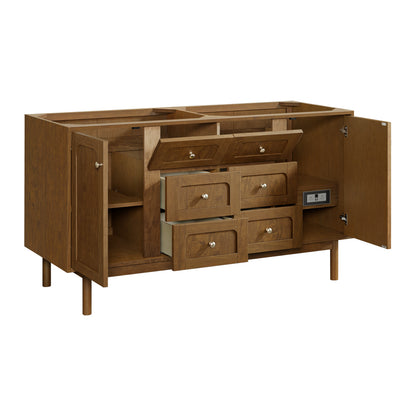 Renovate for Less Atlanta Laurent 60" Double Vanity, Honey Oak w/ 3 CM Lime Delight Silestone Top