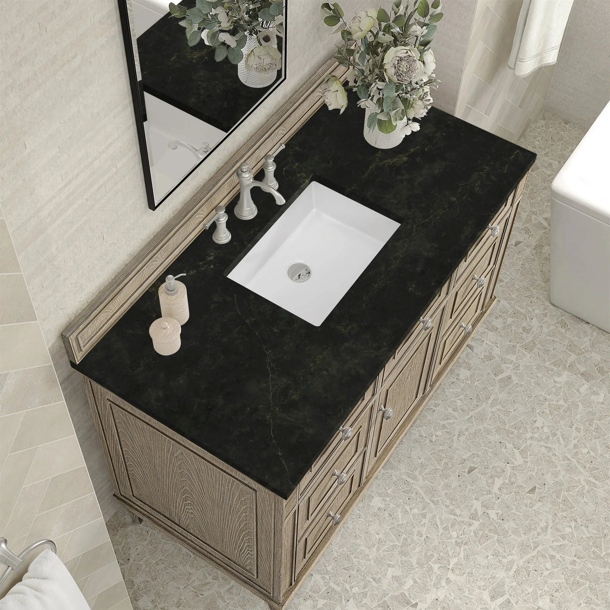 Lorelai 48" Single Vanity, Whitewashed Oak, w/ 3 CM Phantome Eclos Top