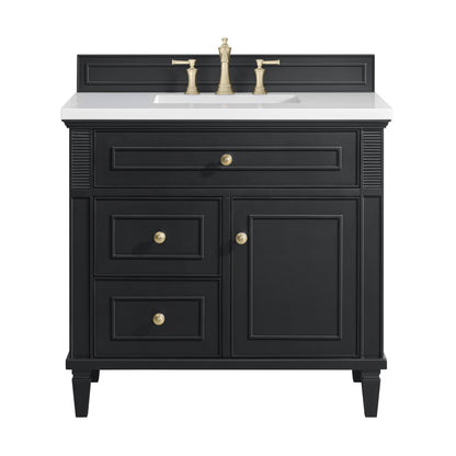 Renovate for Less Atlanta Lorelai 36" Single Vanity, Black Onyx w/ 3 CM White Zeus Silestone Top