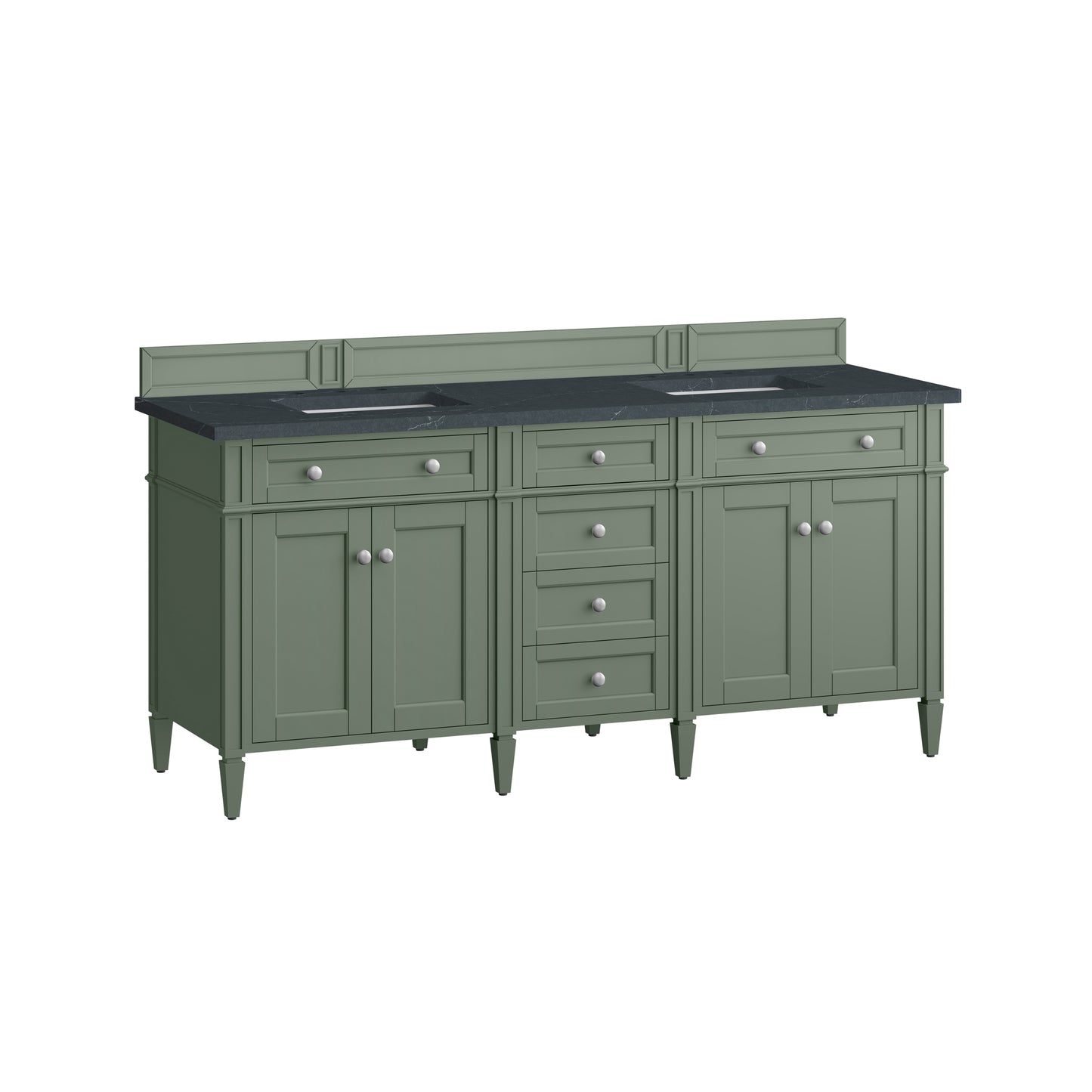 Renovate for Less Atlanta Brittany 72" Double Vanity, Smokey Celadon w/ 3 CM Charcoal Soapstone Top