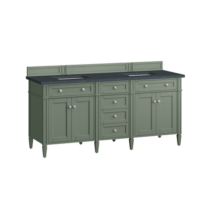 Renovate for Less Atlanta Brittany 72" Double Vanity, Smokey Celadon w/ 3 CM Charcoal Soapstone Top