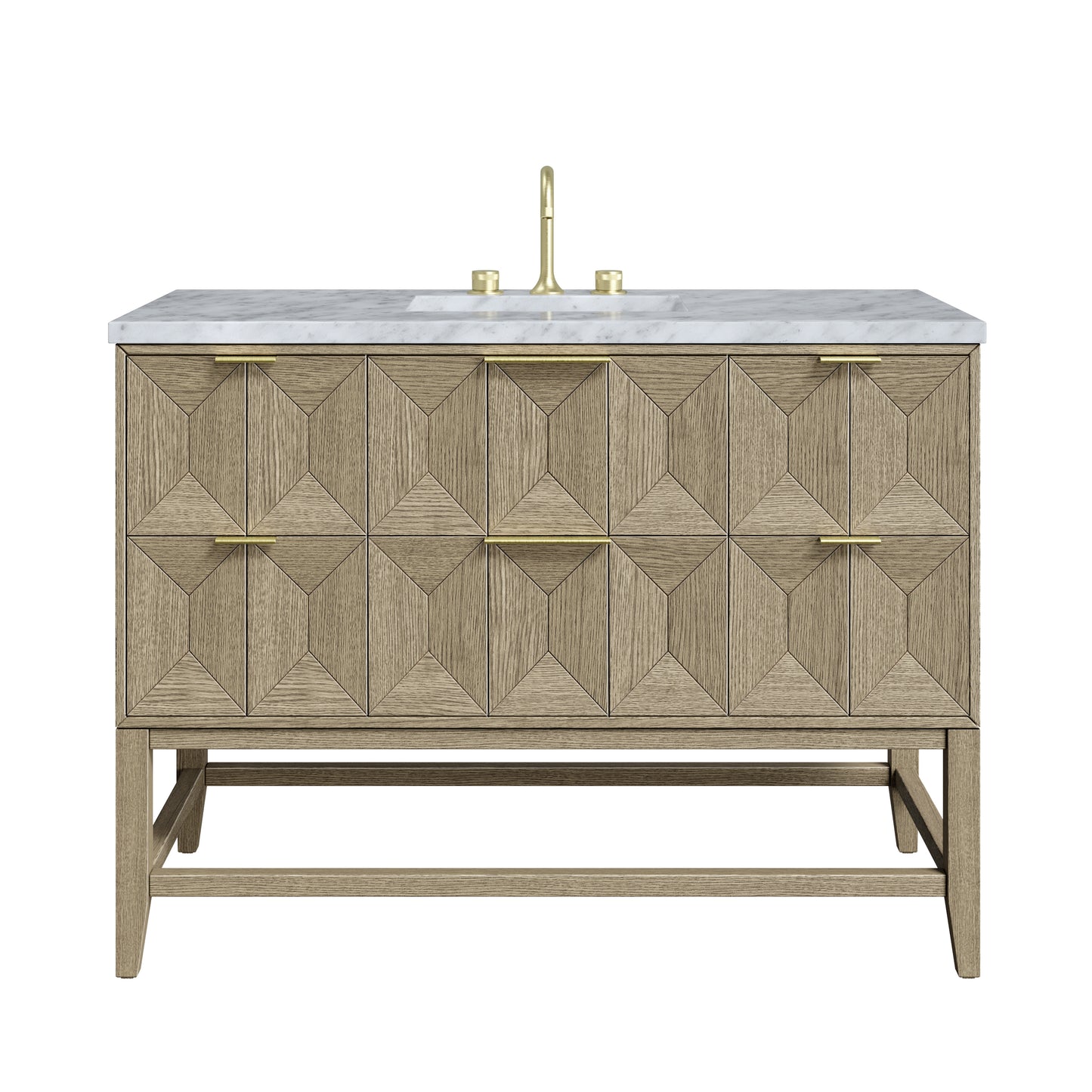Renovate for Less Atlanta Emmeline 48" Single Vanity, Pebble Oak w/ 3 CM Carrara White Marble Top