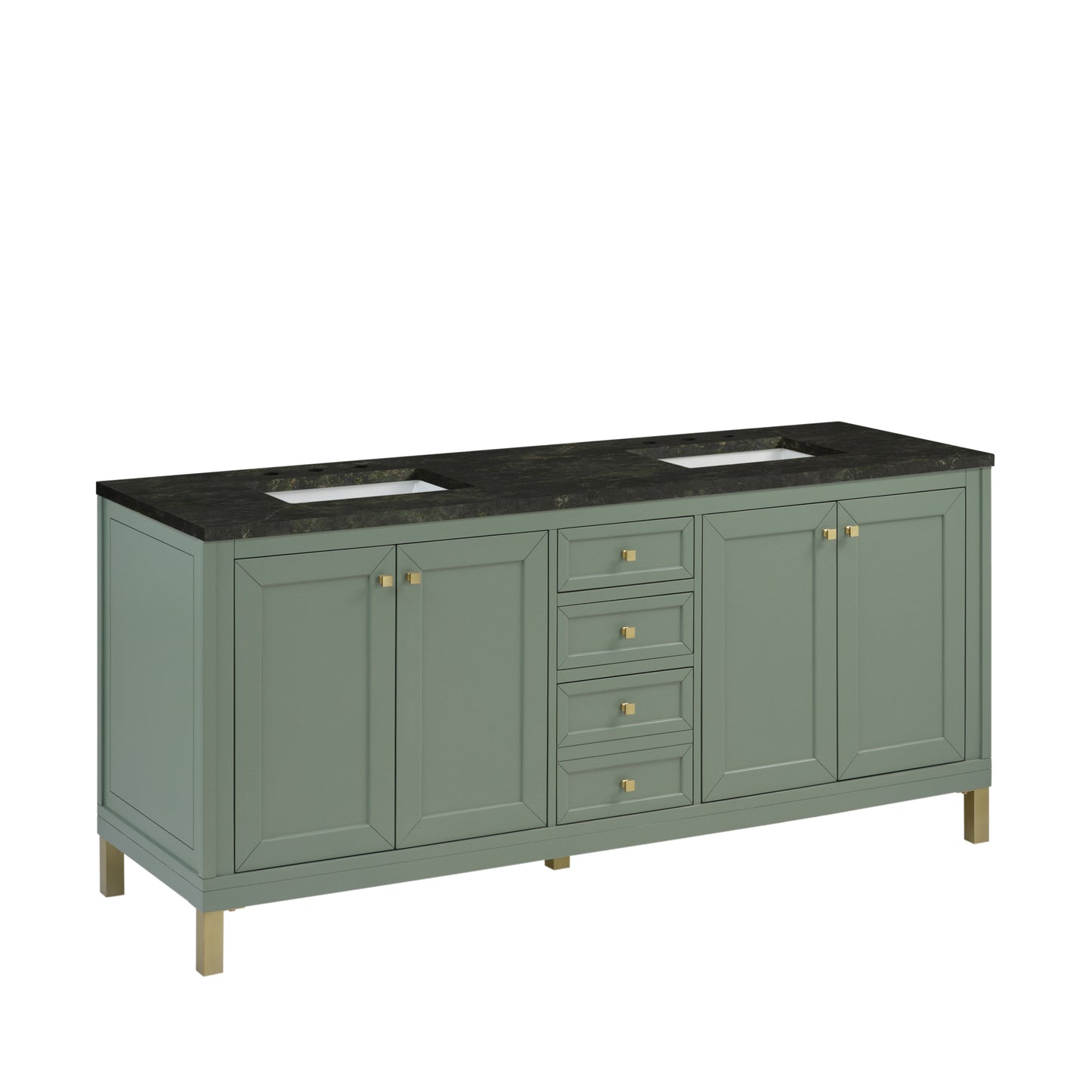 Renovate for Less Atlanta Chicago 72" Double Vanity, Smokey Celadon, w/ 3 CM Phantome Eclos Top