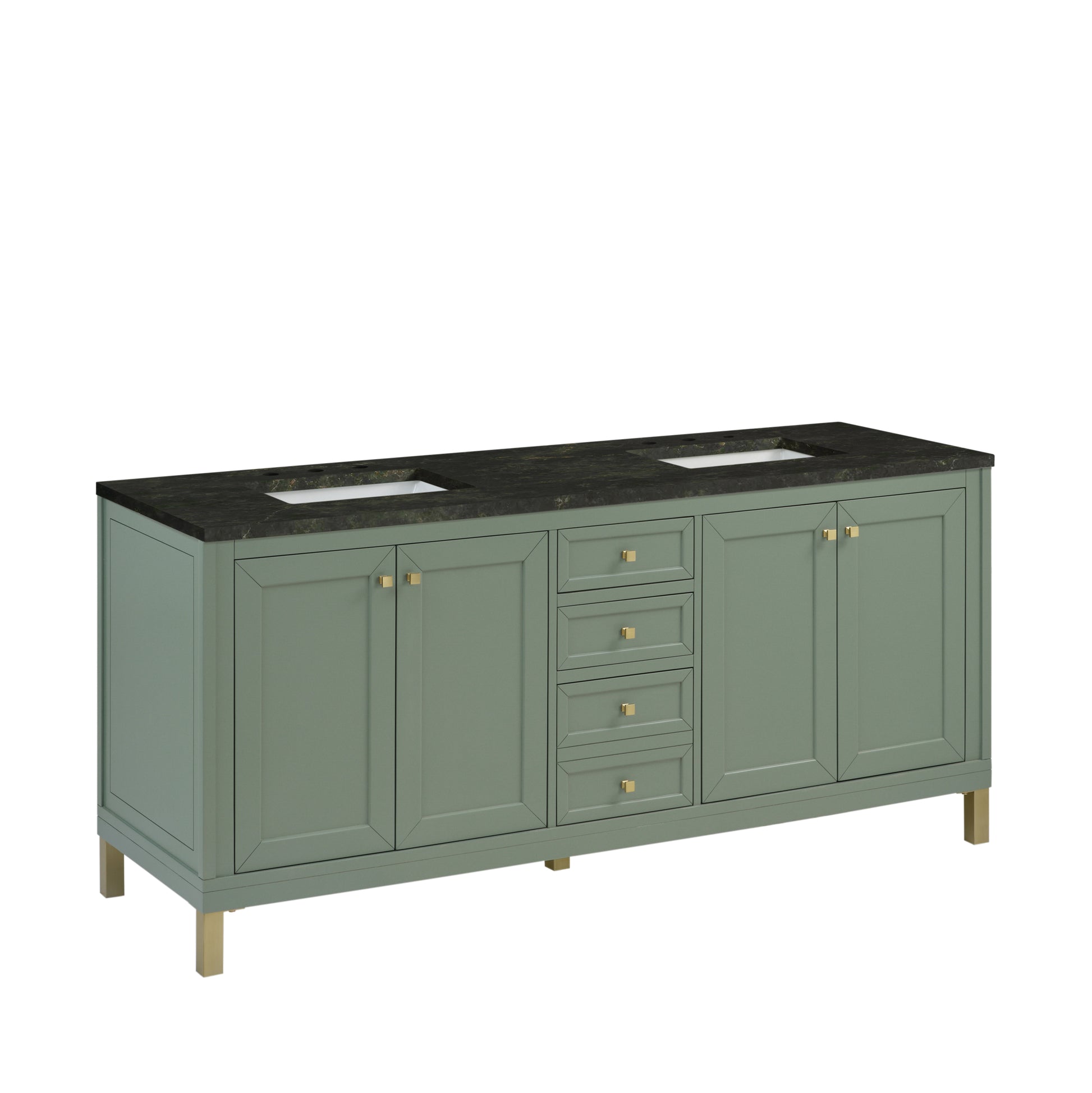 Renovate for Less Atlanta Chicago 72" Double Vanity, Smokey Celadon, w/ 3 CM Phantome Eclos Top