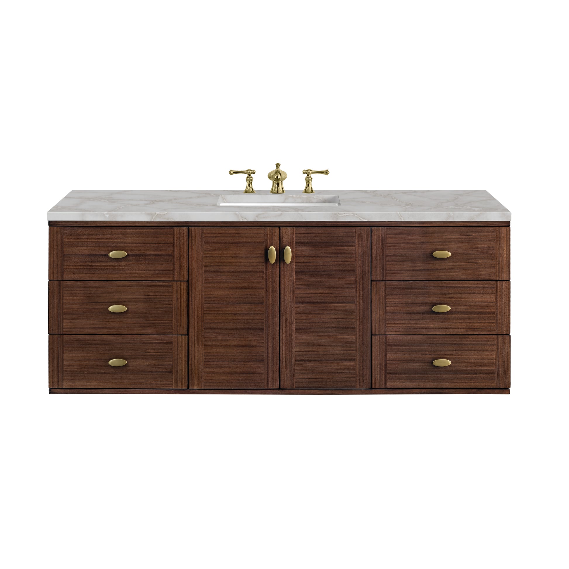 Renovate for Less Atlanta Amberly 60" Single Vanity, Mid-Century Walnut w/ 3 CM Victorian Silver Top
