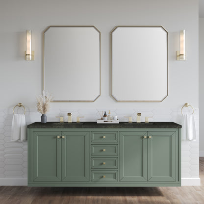 Renovate for Less Atlanta Chicago 72" Double Vanity, Smokey Celadon, w/ 3 CM Phantome Eclos Top