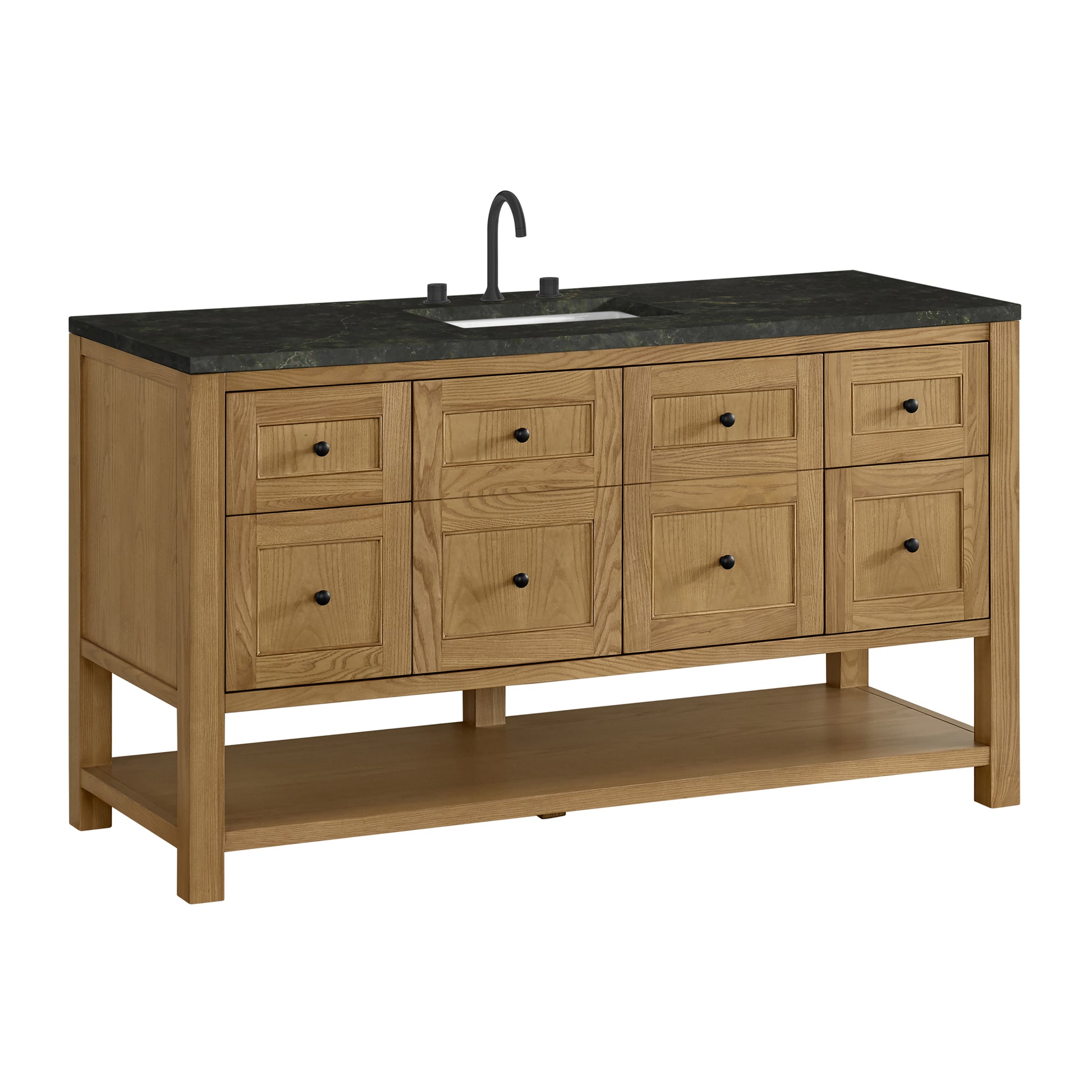 Renovate for Less Atlanta Breckenridge 60" Single Vanity, Light Natural Oak, w/ 3 CM Phantome Eclos Top