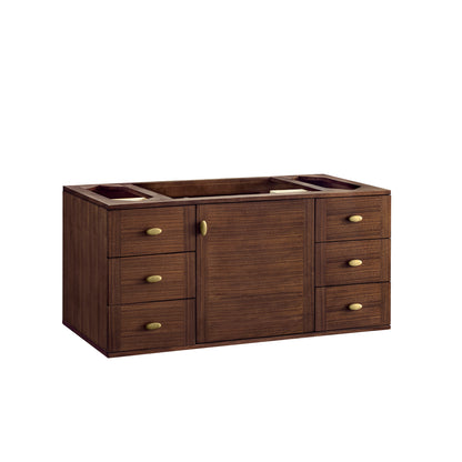 Renovate for Less Atlanta Amberly 48" Single Vanity, Mid-Century Walnut, w/ 3 CM Tajnar Eclos Top w/FreePower Wireless Charger
