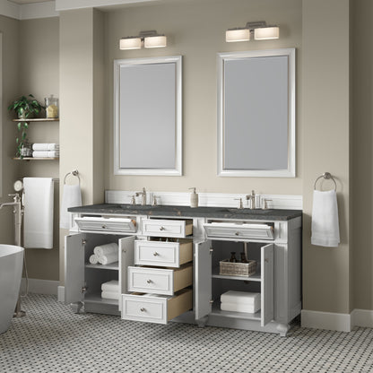 Renovate for Less Atlanta Bristol 72" Double Vanity, Bright White w/ 3 CM Parisien Bleu Silestone Top